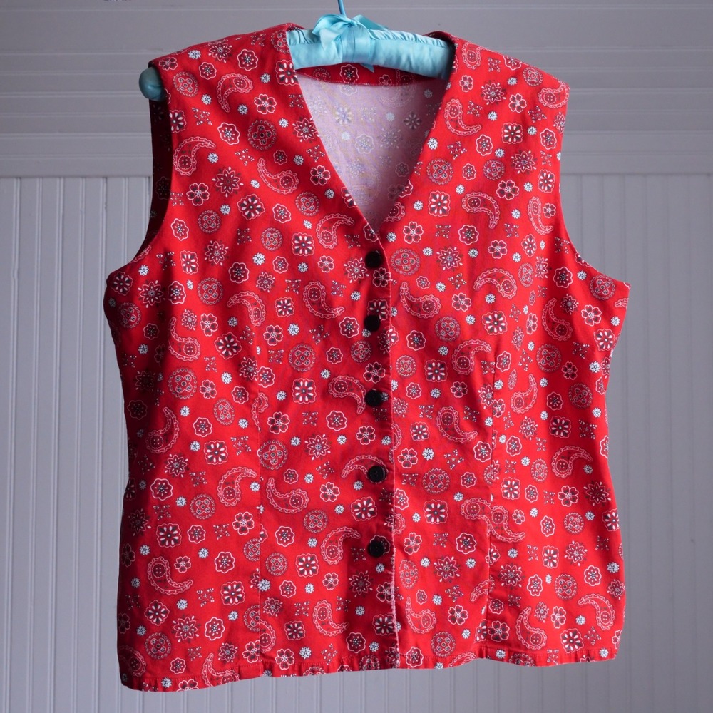 Vintage 1970s handmade bandana print cotton button up‎ top